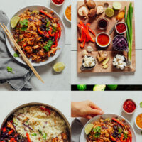 Photos of the process of making our easy vegan tofu stir-fry recipe